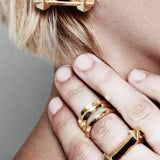 HEDRON THREE ROW KNUCKLE RING - SILVER PLATED BRASS