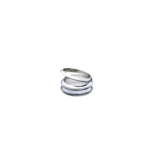 HEDRON THREE ROW KNUCKLE RING - SILVER PLATED BRASS
