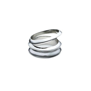 HEDRON THREE ROW RING - SILVER PLATED BRASS